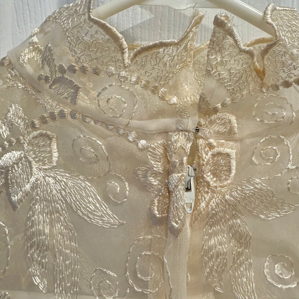VTG 80s Party Tea Dress Women 5/6 Bridesmaid Chiffon Pink Cream Easter Prom - Picture 5 of 11